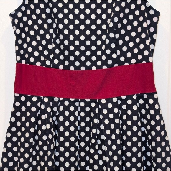 Miusol Navy Polka Dot Dress Large Red Waist Summer Party New Nautical July 4th - Picture 7 of 9